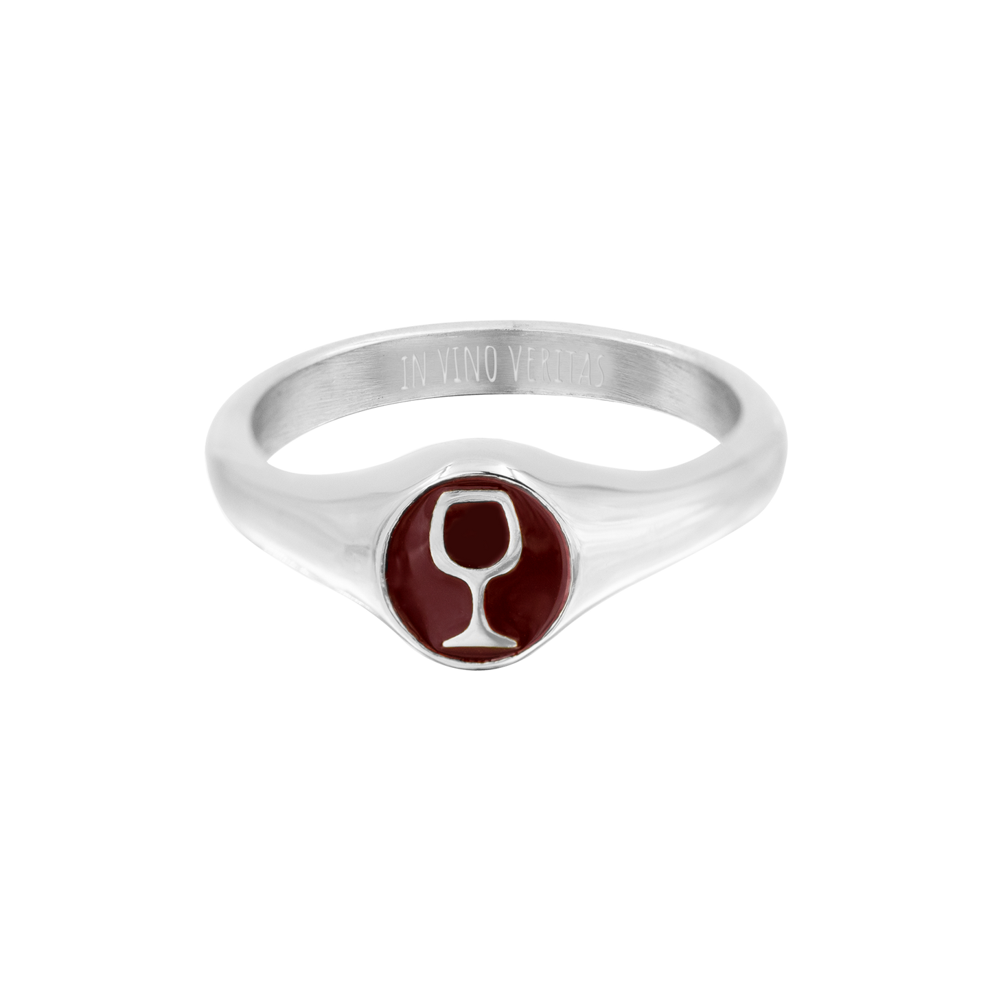 RED WINEGLASS Ring Silber