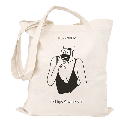 MUR Tote bag Red Lips Wine Sips