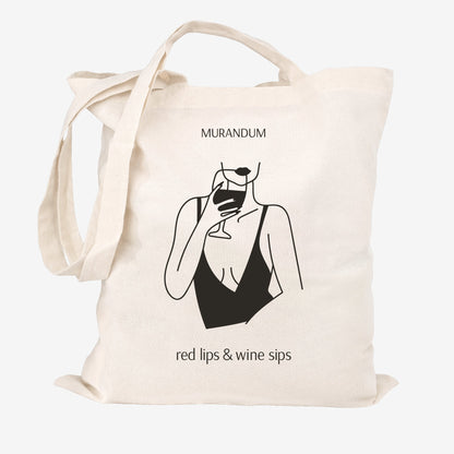 MUR Jutetasche Red Lips Wine Sips