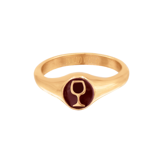 RED WINEGLASS Ring Roségold