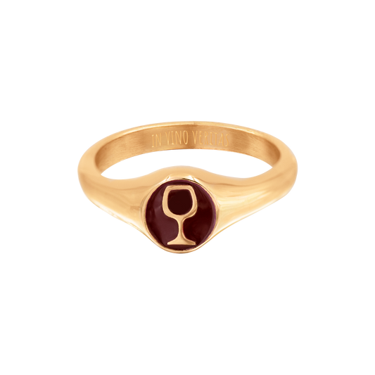 RED WINEGLASS Ring Rose Gold